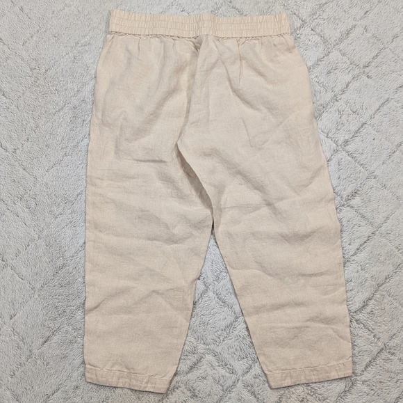 Eileen Fisher Pants Womens S Petite Beige Cream Linen Cropped Pull On Minimalist - Picture 9 of 9